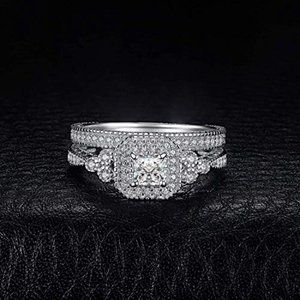💎 0.28ct CZ Bridal Set – 925 Sterling Silver 💋